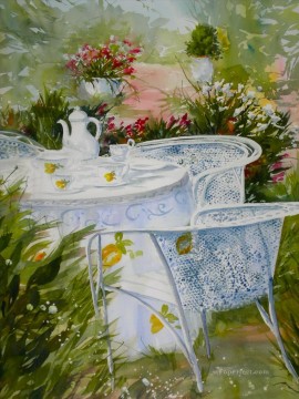 té en el jardín Pinturas al óleo